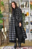 Nora Brushed Cotton Gingham Frock Coat Black